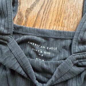 American Eagle Outfitters Soft & Sexy Rib Tank Top in Charcoal Gray